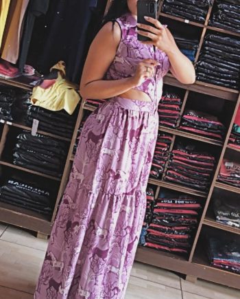 Vestido Longo Country c/ Estampa de Cavalo